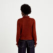 Pull ajust&eacute; col montant manches longues marron cognac femme