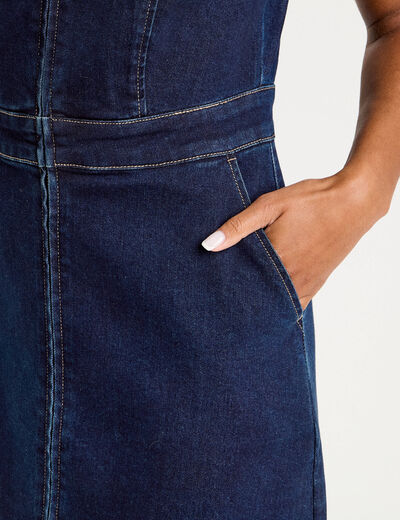Robe droite zippée en jean denim brut femme