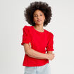 T-shirt manches brodées rouge femme