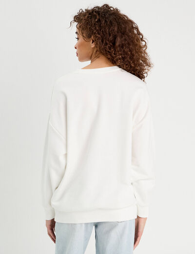 Sweat manches longues ecru femme