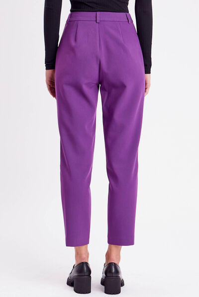 Pantalon city carotte violet foncé femme