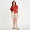 Chemise droite courte col classique vieux rose femme