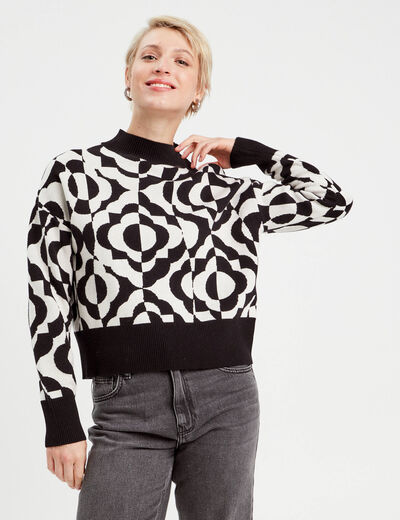 Pull col montant blanc femme
