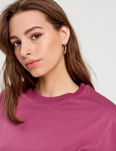 T-shirt oversize col rond prune femme