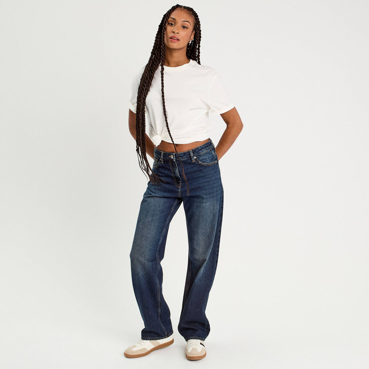Jeans droit 5 poches denim stone femme