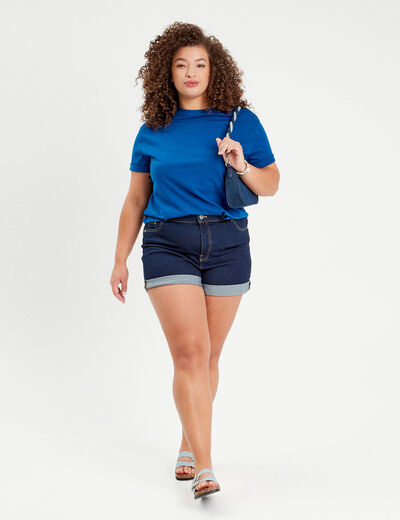Short droit en jean denim brut femme