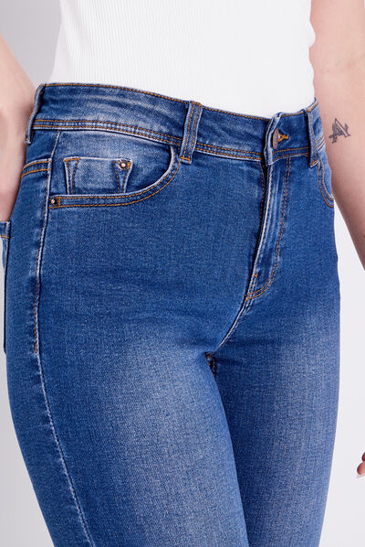 Pantacourt denim stone femme