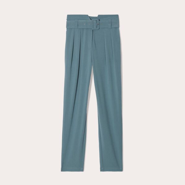 pantalon cigarette ceinture vert fonce femme Pantalon cigarette ceinturé vert foncé femme