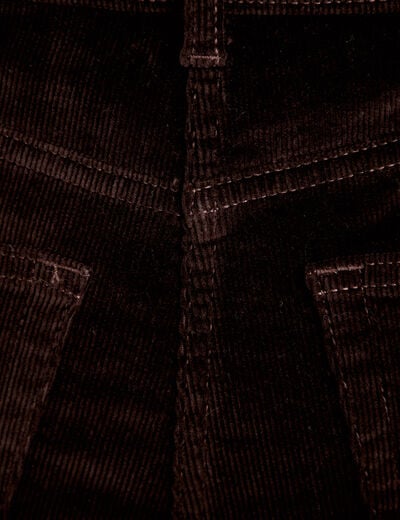 Pantalon bootcut taille haute velours marron fonc&eacute; femme