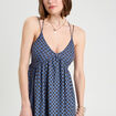 Robe longue évasée bretelles bleu pétrole femme
