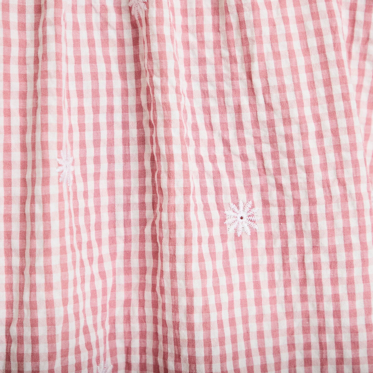 Blouse vichy brod&eacute;e rose femme