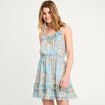Robe évasée volants bleu femme