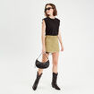 Jupe-short évasée suédine vert clair femme