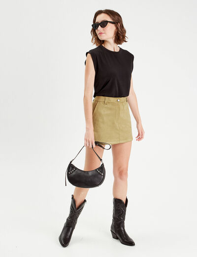 Jupe-short évasée suédine vert clair femme