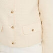 Veste tweed cintr&eacute;e col mao ecru femme
