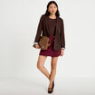 Jupe-short &eacute;vas&eacute;e taille haute bordeaux femme
