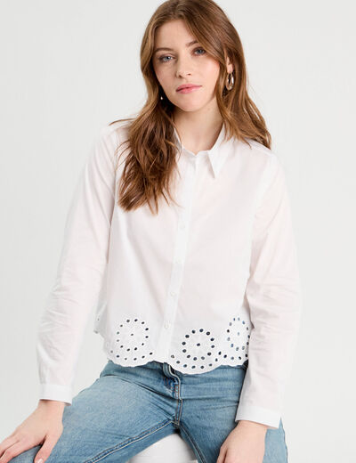 Chemise avec broderie ecru femme