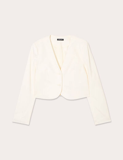 Veste blazer courte ecru femme