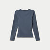 T-shirt cintr&eacute; col rond manches longues gris femme