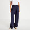 Pantalon bootcut taille haute fluide bleu fonc&eacute; femme