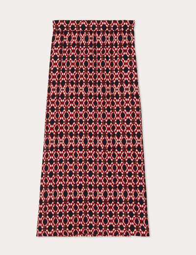 Jupe midi évasée fluide rouge femme