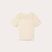 T-shirt manches courtes aspect dentelle ecru femme
