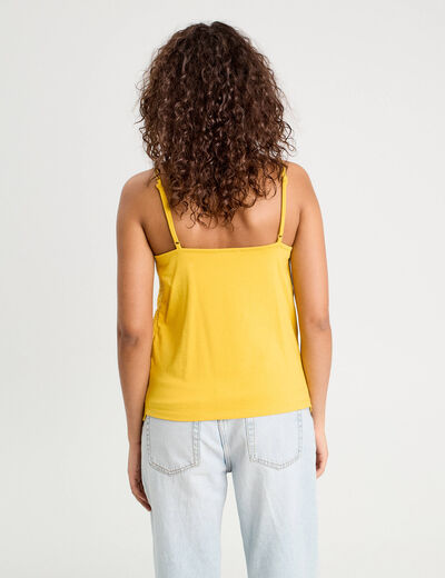 Débardeur effet crochet jaune citron femme