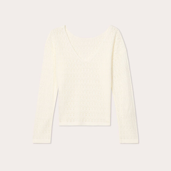 pull manches longues ajoure ecru femme Pull manches longues ajouré ecru femme