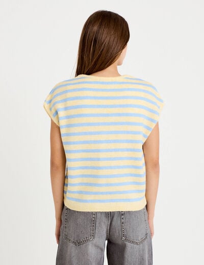 Gilet sans manches col v jaune femme