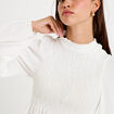 Blouse droite manches longues pliss&eacute;e ecru femme