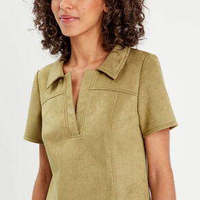 Robe évasée suédine vert clair femme