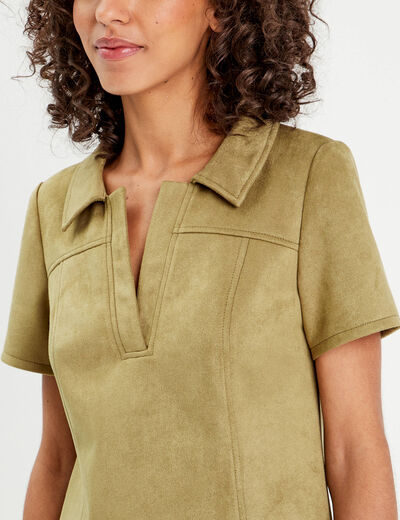 Robe évasée suédine vert clair femme