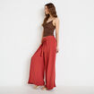 Pantalon large taille haute fluide vieux rose femme