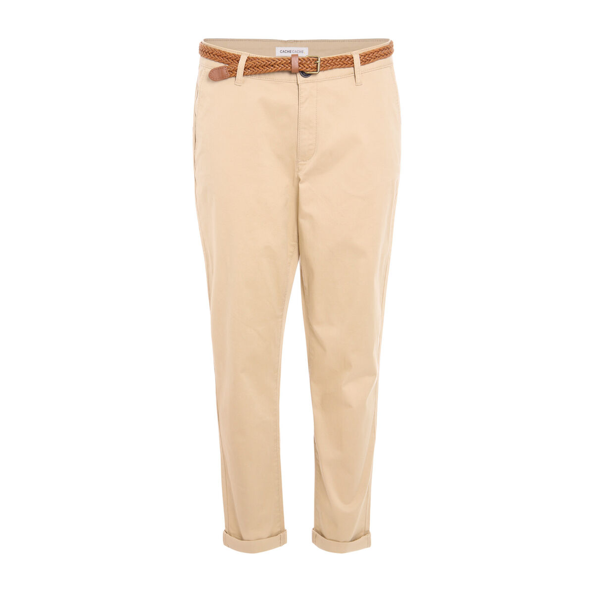 Pantalon chino 7/8ème beige femme