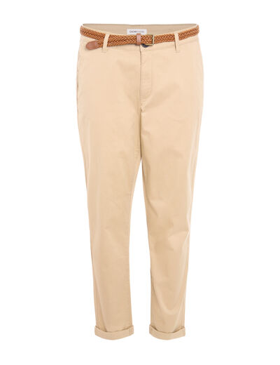 Pantalon chino 7/8ème beige femme