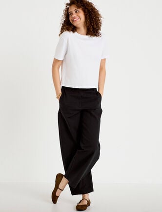 Pantalon chino coupe barrel noir femme