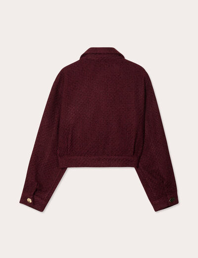 Veste tweed boutonnée bordeaux femme