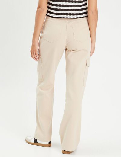 Pantalon cargo large ecru femme