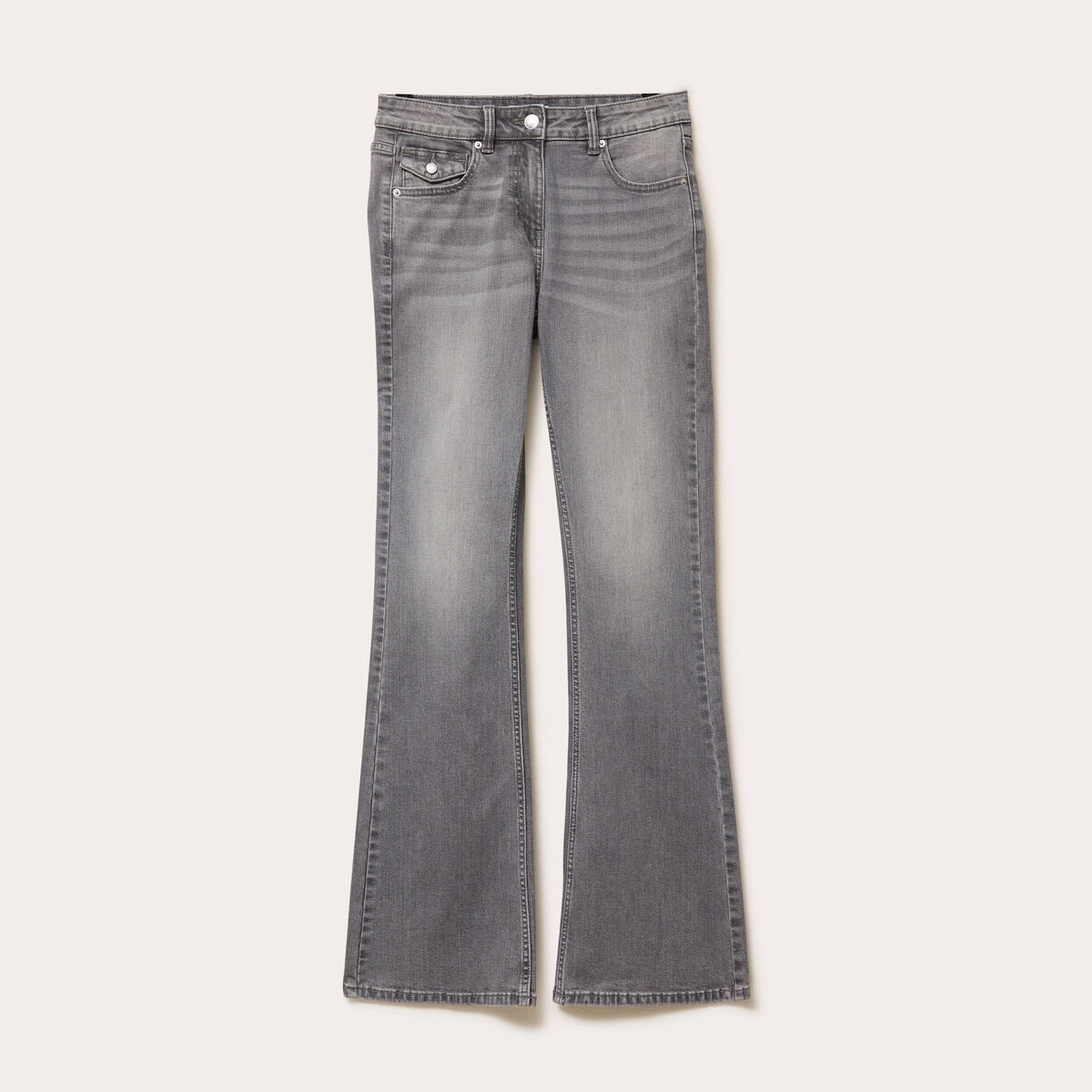 Jean flare taille basse denim gris femme