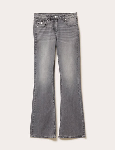 Jean flare taille basse denim gris femme