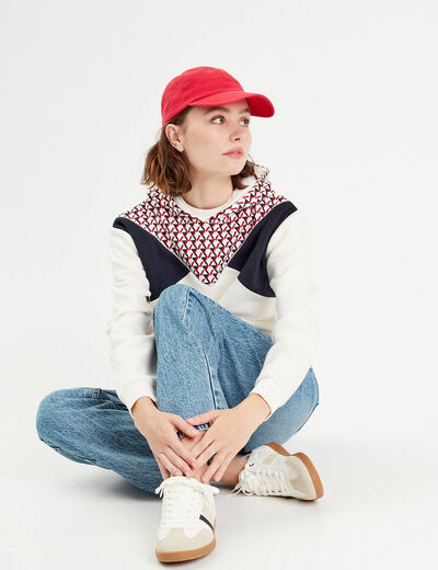 Sweat à capuche ecru femme