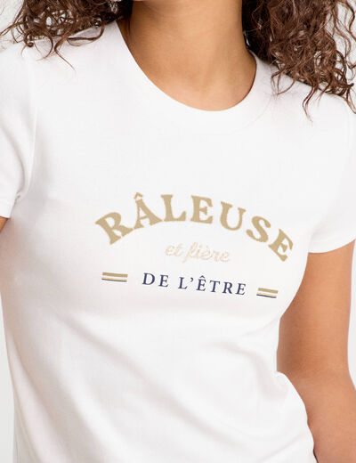 T-shirt cropped cintré blanc femme