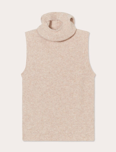 Pull avec cagoule beige femme