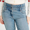 Jeans large denim double stone femme