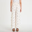 Pantalon large brod&eacute; taille standard blanc femme