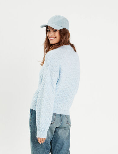 Pull col montant bleu pastel femme