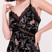 Robe longue droite col v dentelle noir femme