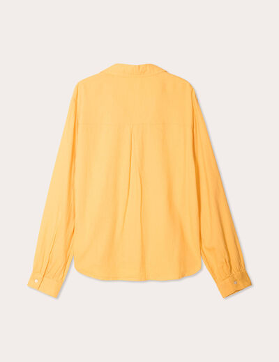 Chemise manches longues contenant du lin jaune femme