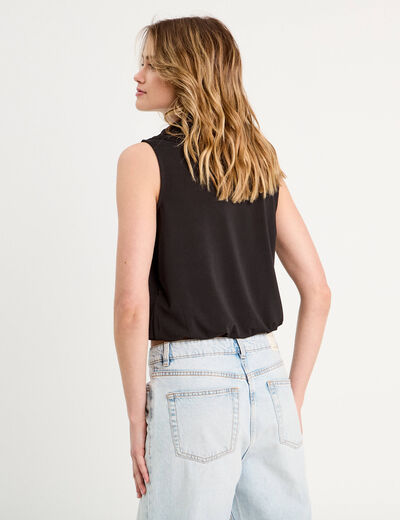 Blouse volants sans manches noir femme
