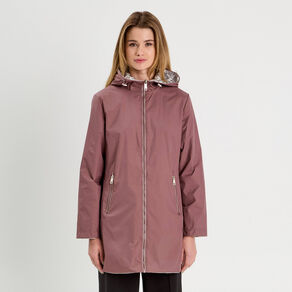 Parka réversible à capuche vieux rose femme